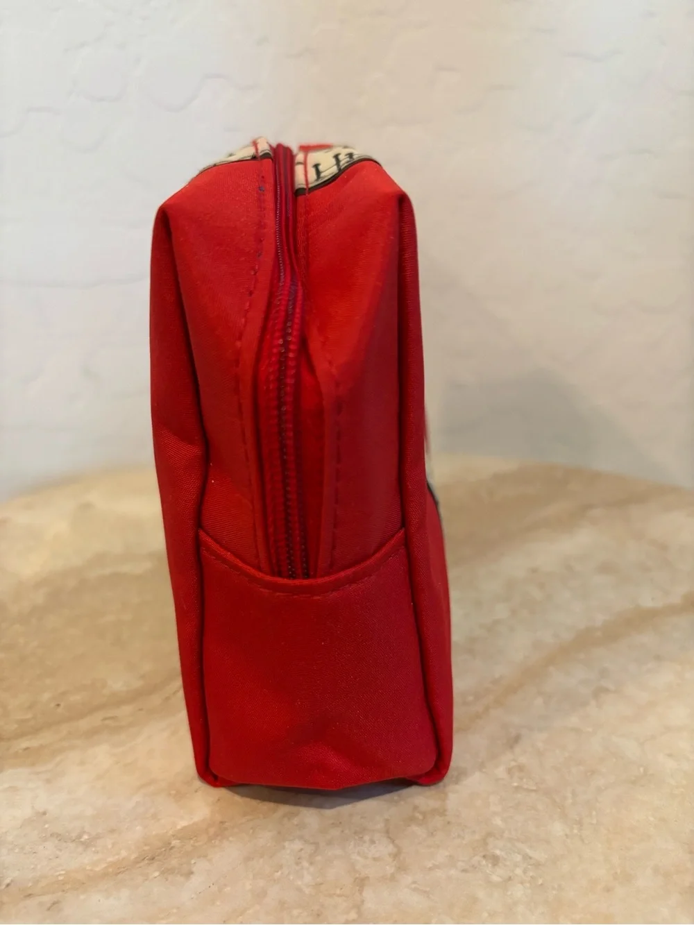 Eames Red Cosmetic Pouch with Retro Cream & Black Accent